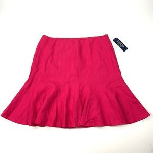 Chaps Pink Linen Skirt 16 Barbiecore Flared Hem‎ Y2K Retro Cottagecore NWT